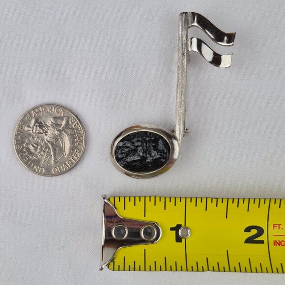 "Black Diamond" Made From Coal Musical Note Brooch Pin Made in West Virginia - Picture 15 of 16